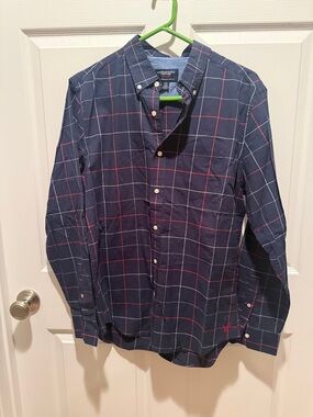 Men’s American Eagle Outfitters Navy Plaid Button-Down Shirt